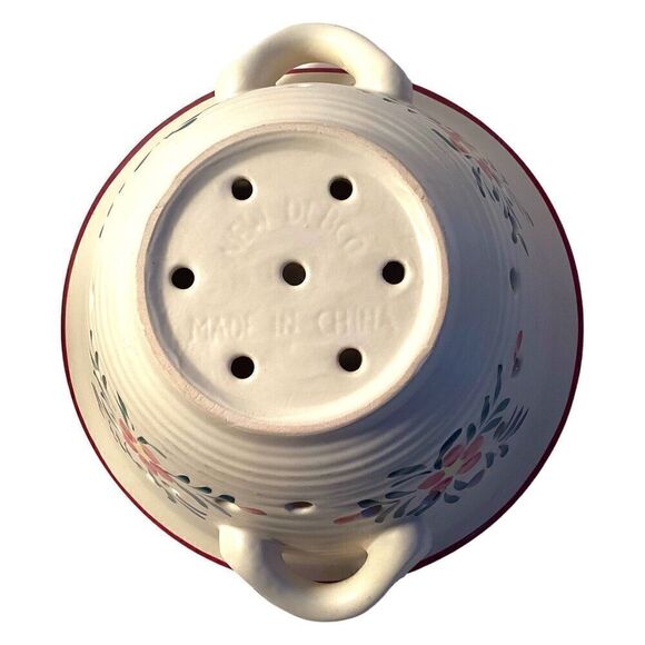 New Debco Ceramic Colander with Plate Flower Design Fruit Bowl - Picture 2 of 10